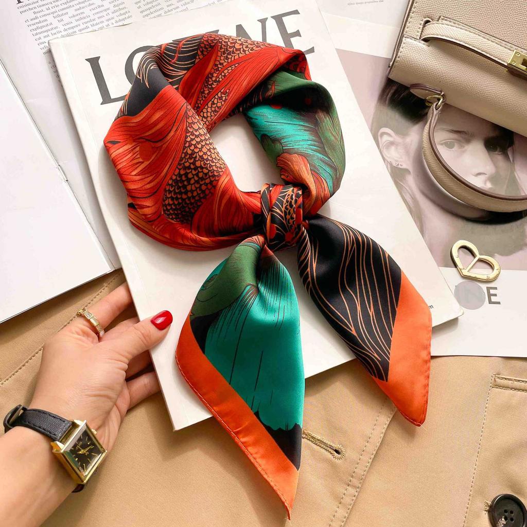 [Complete Works] Black and white simple cashew flower silk scarf premium waist ethnic style waist scarf decorative headscarf scarf workplace