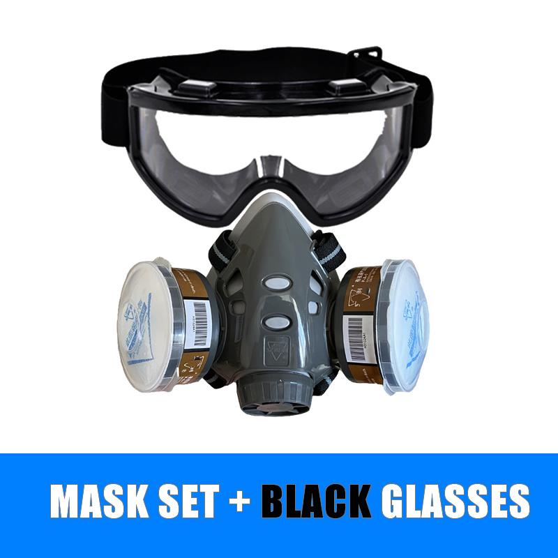 Professional Half Face Dust Mask With Wide Vision Safety Goggles Carbon Filtering Cartridge For Spraying Painting Work Safe