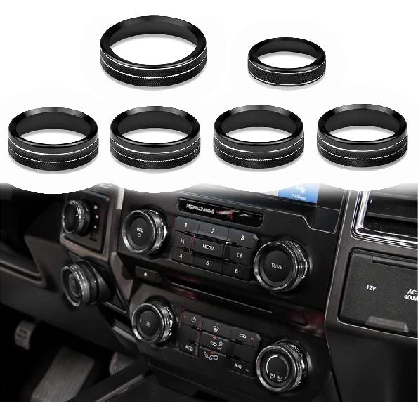 Knob Cover for F150 AC Climate Control Switch/Trailer/4WD/VOL/Tune Button Interior Center Console Trim Accessories Compatible with Ford F150 XLT 2016