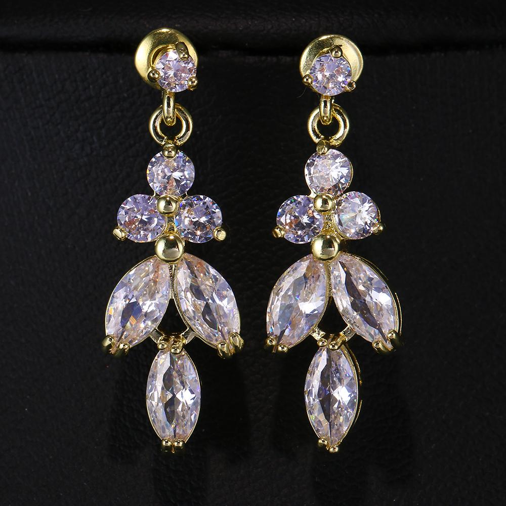 Emmaya Fasion Drop Design Cubic Zircon Stud Earring NeckalceLuxury Gift for Women Pendant Jewelry Set Party Gift