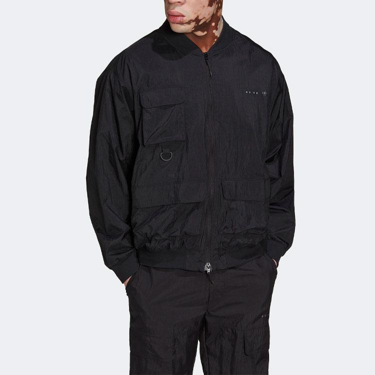 Adidas Originals Trefoil Solid Stand Collar Multi-Pocket Jacket Autumn Season Men Jacket Black HK2745