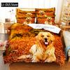 Golden Retriever Duvet Cover Set Boys Pet Pattern Comforter Cover Twin Size Print Bedding Set Microfiber Animal Dogs Quilt Cover