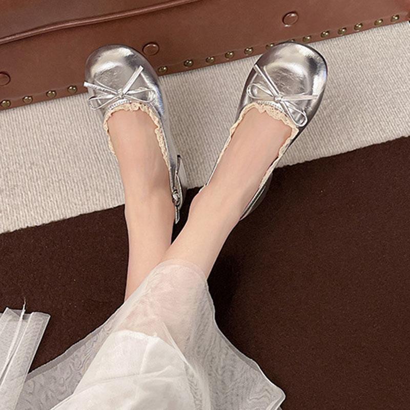 Fashion Fashion Retro Round Head Ballet Shallow Mouth Pumps Summer New Lace Mary Jane Middle-heeled Sandals Back Starp Women's Shoes
