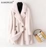 Real Fur Coat High Quality Australian Womens Wool Coats Thick Warm Elegant Loose Long Outwear Winter Coat For Women