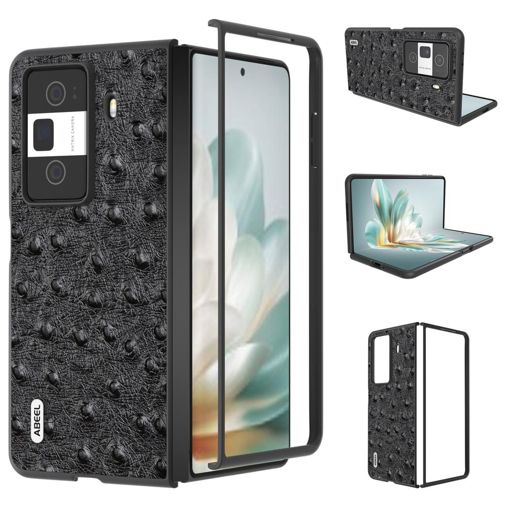 For Honor Magic Vs3 5G Case Ostrich Texture Genuine Cow Leather+PC Cover