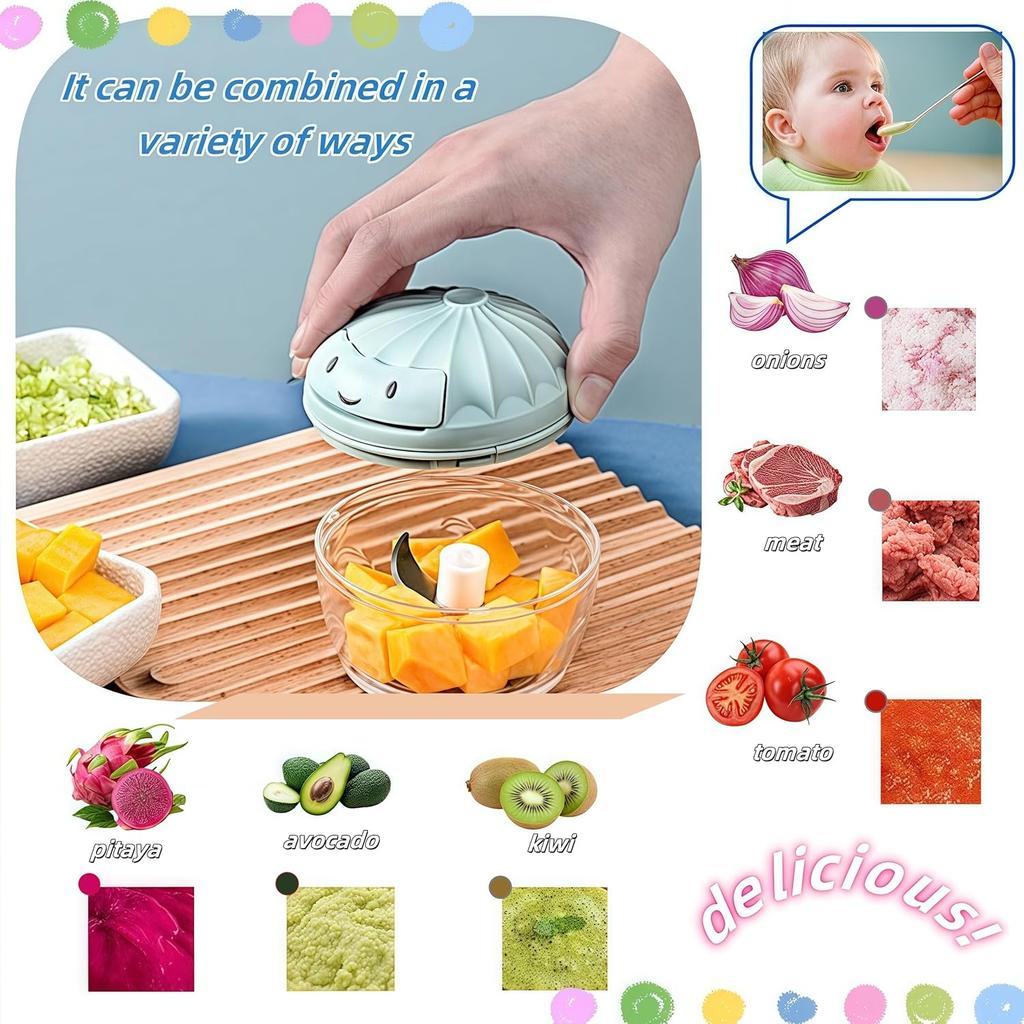 Manual Food Processor Vegetable Chopper, Mini Hand-Pull String Garlic Chopper Onion Cutter for Veggies.