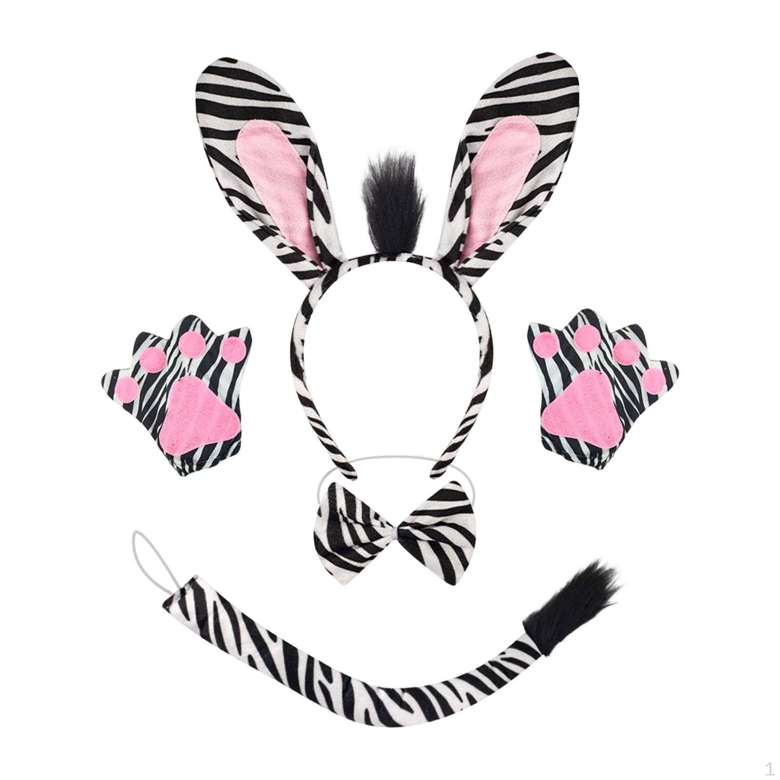 

Zebra Ears and Tail Set Costume Accessories for Fancy Dress Stage Show Halloween