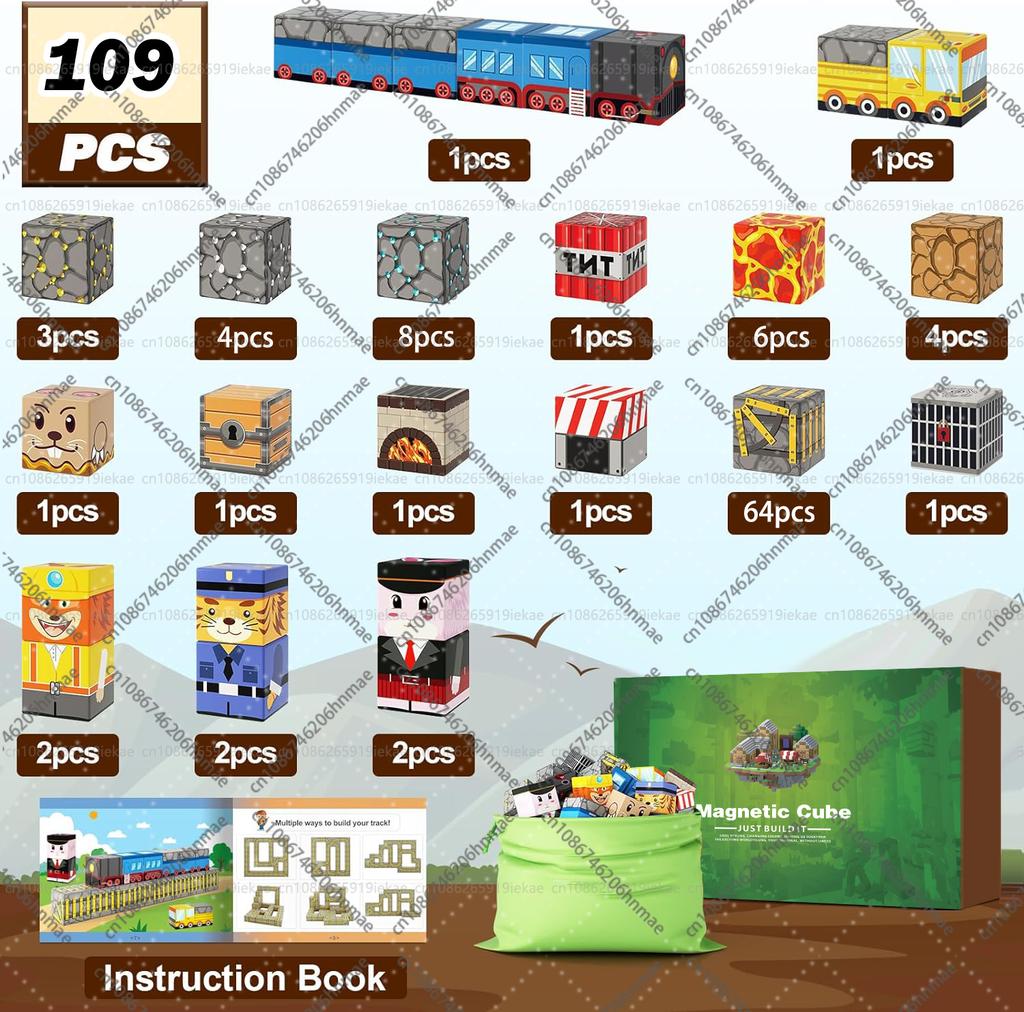 Magnetische Bausteine Mine Welt Magnetwürfel Set für Junge Mädchen Kind Alter 3+ DIY Modell Kinder Stem Montessori Sensorisches Spielzeug Geschenk