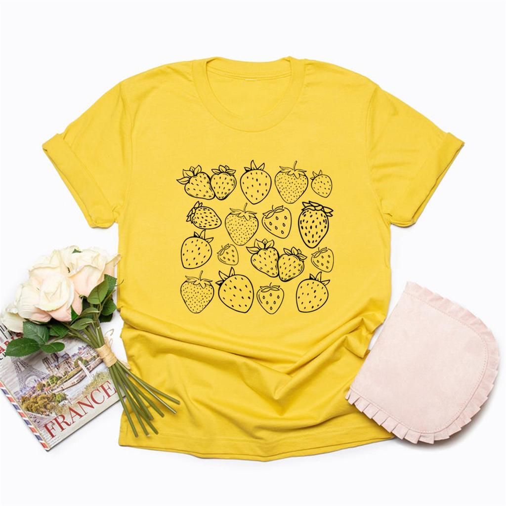 Strawberry Cottagecore Shirt for Women Strawberry T-Shirt Short Sleeve Women T-shirts Gardener Tshirt Fruit Tee