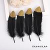 Golden Feather Colored Goose Feather Spray Gold Hard Big Floating Feather Jewelry Accessories Whole Face Semi-Golden Diy Handmade Decoration