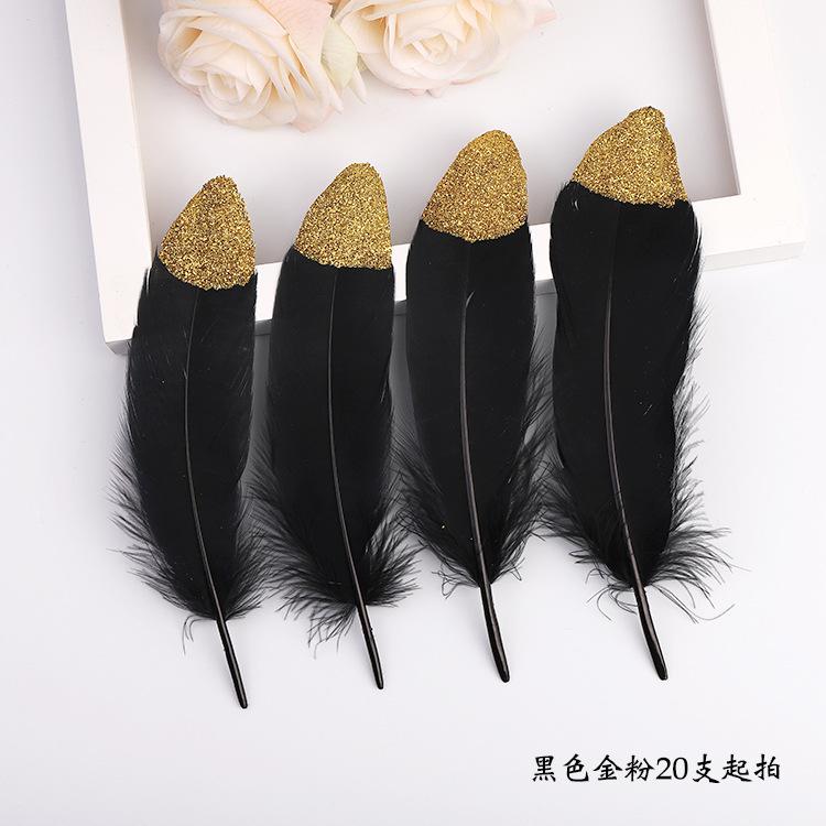 Golden Feather Colored Goose Feather Spray Gold Hard Big Floating Feather Jewelry Accessories Whole Face Semi-Golden Diy Handmade Decoration