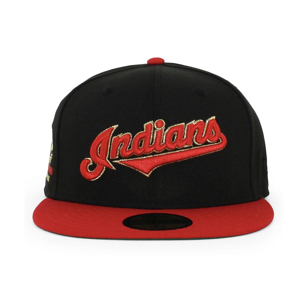 [New Era] Cap 59FIFTY Cleveland Indians MLB MUNICIPAL STADIUM FITTED CAP CLEVELAND INDIANS Black Hat 5950 SIDE PATCH Side Patch Sz 7 [Used]