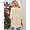 DX-Spring/Summer New Women's Fashion Solid Loose V-neck 3/4 Sleeve Top