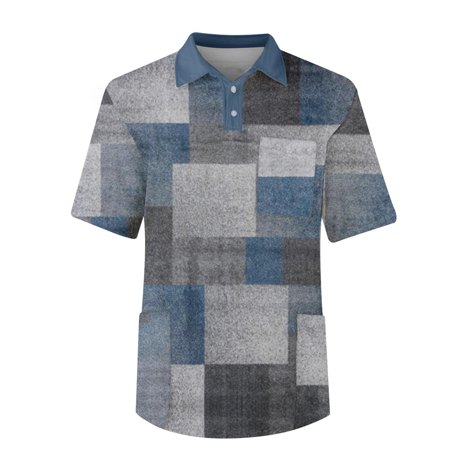 

Мужская футболка с коротким рукавом, пуговицами, лацканами, текстурированным принтом, нагрудным карманом, Dry-nurse XL