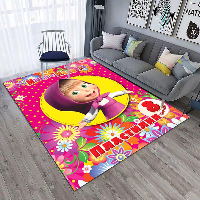 Russian animation Masha and the Bear Fairy Tale Cartoon Carpet Soft Home Living Room Bedroom Door Mat Outdoor Picnic Ground Mat rug T1