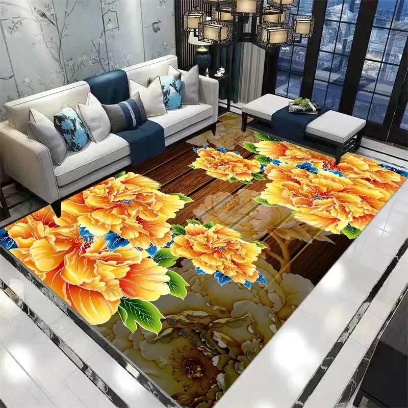 Home Decor Entrance Door Mat Flower Rose Pastoral 3D Print Carpet Living Room Rugs Soft Non-slip Floor Mat Carpet Bedroom Decor