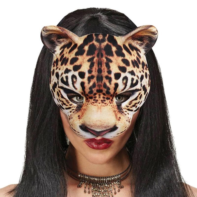 Leopard Mask Halloween Half Face Funny Mask Leopard Cosplay Carniva Mask Dress Up Women Cosplay Mask For Masquerad