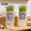 Automatic Watering Flower Pot Mini Self Pots with Wick, Clear Plastic Planters Drainage Holes & Water Level Indicator for Indoor Plants