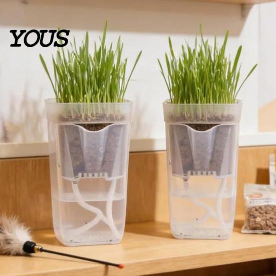 Automatic Watering Flower Pot Mini Self Pots with Wick, Clear Plastic Planters Drainage Holes & Water Level Indicator for Indoor Plants