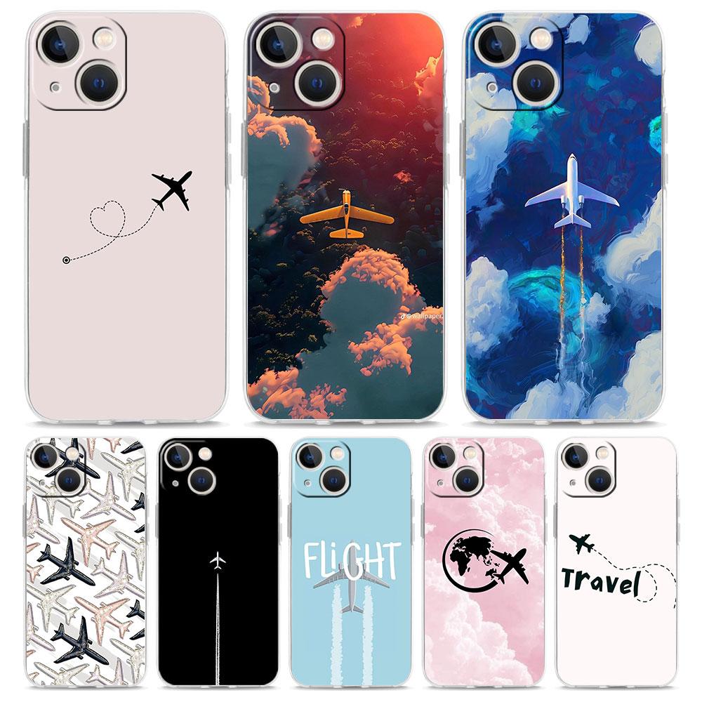 Phone Case For iPhone 17 Air Cases iPhone 16 15 12 13 14 Pro Max SE 7 8 Plus iPhone11 Clear Soft Cover Airplane Pattern