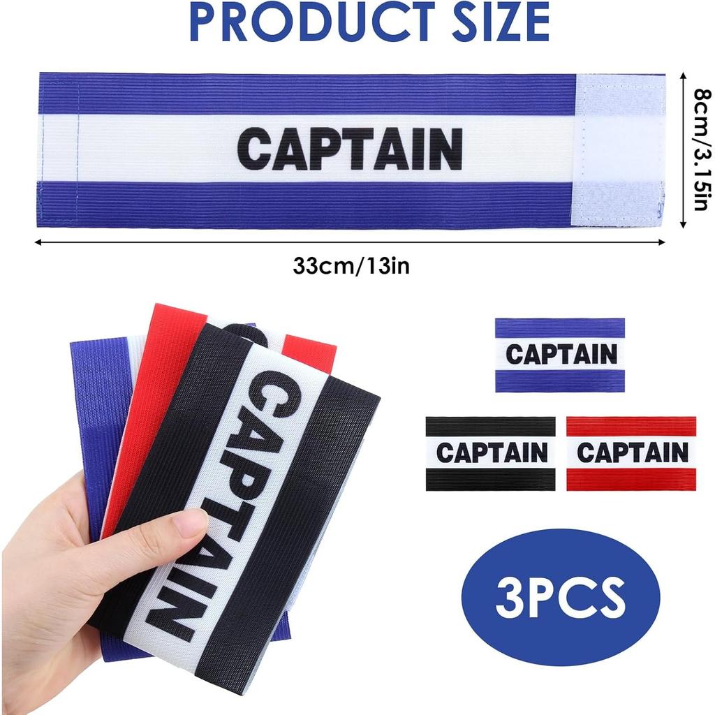Football Captains Armbands 3Pcs Captain Armband Kid Polyester Captains Armband Adjustable Elastic Sports Arm Bands Football Accessories 3Colours