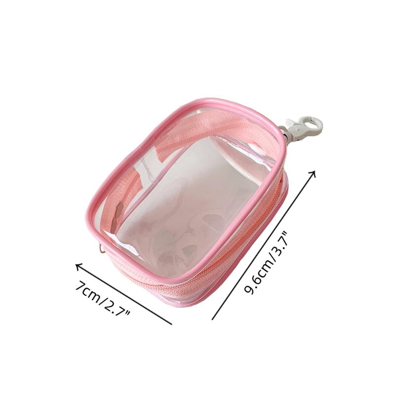 Transparent Pvc Plush Dolls Storage Pouch Square Earphone Organizer Purse With Keychain Anime Cartoon Toy Display Protector Case