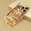 Crystal Golden Horse Pearl Ingot Metallic Paint Glass Phone Case For iPhone 17 16 15 14 13 12 11 Pro Max Plus 17 Air 16E Cover