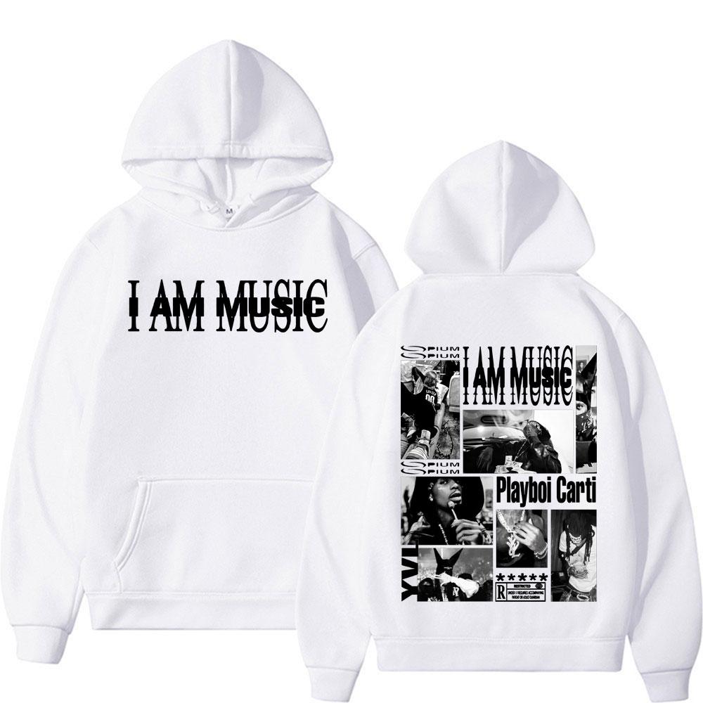 Rapper Playboi Carti I AM MUSIC Album Logo Hooded Men Fashion Gothic Hip Hop Street Sweatshirt Male Casual Fleece Comfort Hoodie