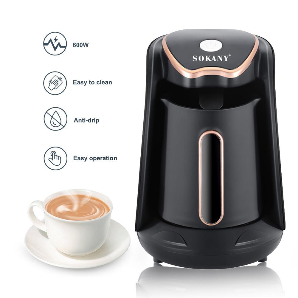 SOKANY Máquina Cafetera Eléctrica para Café Turco con Cafetera de 250ml para 1 Taza Cafetera Espresso para una Sola Porción Calefacción de 600W