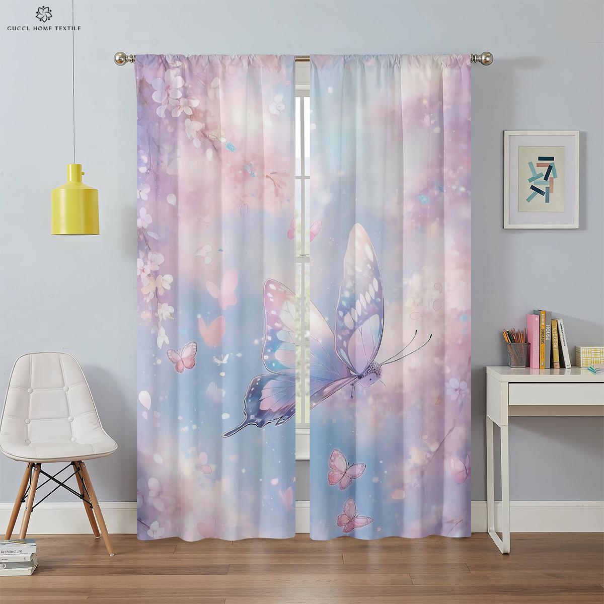Cartoon Regenbogen Fantasy Einhorn Vorhänge für Kinder, Geeignet für Schlafzimmer, Wohnzimmer, Balkon, Küche, 2 Stück W70xH100(CM)x2PCS&Grommet Top