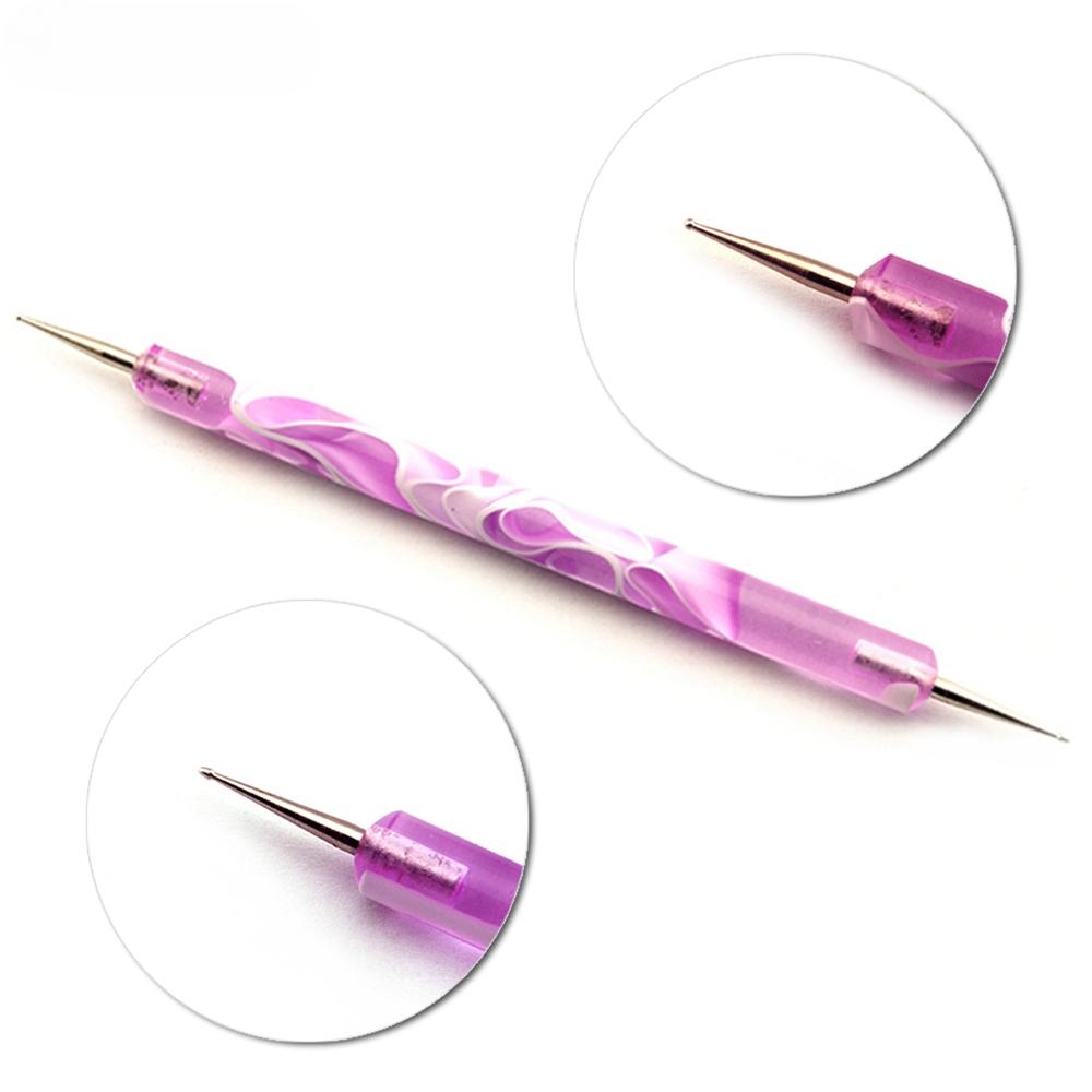 1 Set of Dual-ended Nail Art Dotting Pen Steel Drilling Point Pen Nail Tip Dot Paint Drawing Manicure Tool Home Salon Rhinestone Picker