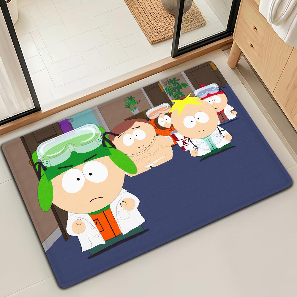 Cartoon S-SOUTH PARK Funny Door Mat Bath Microfiber Decorative Versatile Flannel Floor Mat Quick Dry Absorbent Non-slip Sole