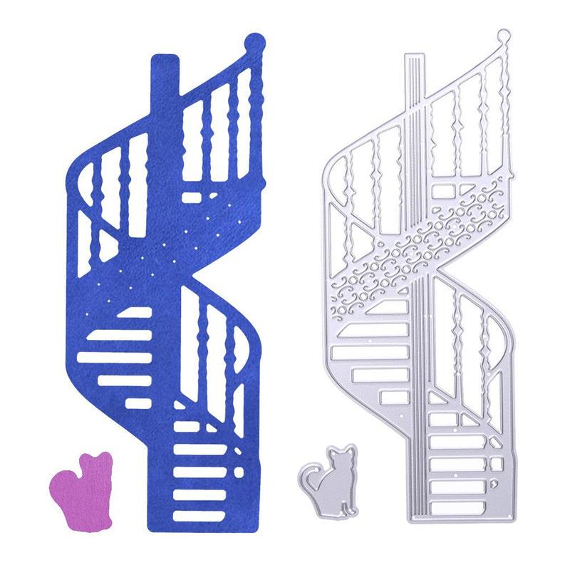 Spiral Stairs Cat Metal Cutting Dies Stencils for DIY Scrapbooking Christmas Party Card Decor Paper