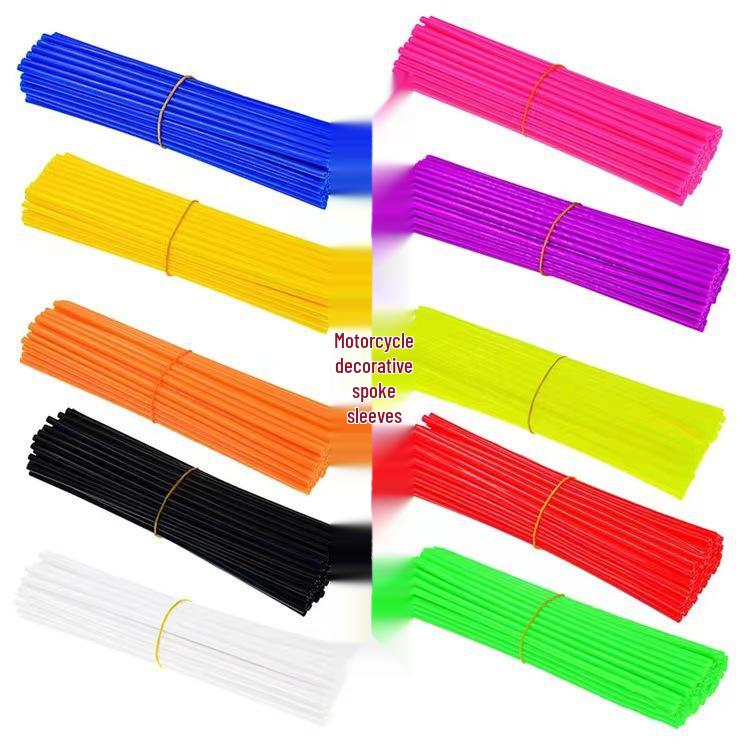 Motorcycle 24cm Colored Spoke Sleeves - 72 Pack, Eco-Friendly Radiation Decoration Strips