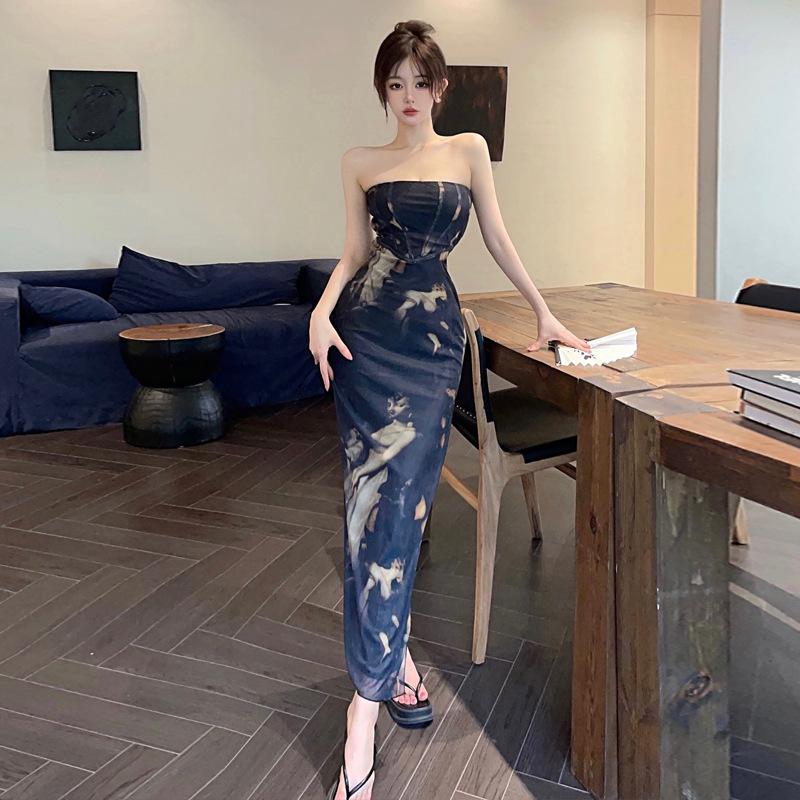 

Женское чистое желание знаменитости темперамент облегающее платье с разрезами на груди L