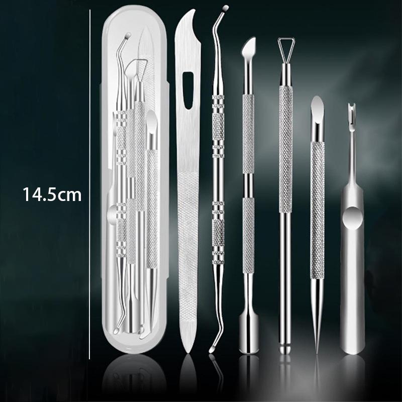 Stainless Steel Pedicure Knife Set: Dual-Headed Nail Pick with Razor, Foot File & Exfoliating Tool
