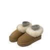 Leather thick-soled gray snow boots women's 2025 new winter fluffy shoes piled and thickened warm versatile cotton shoes
