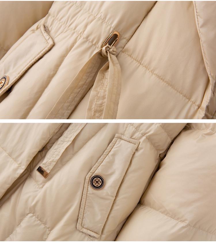 Women's Warm Winter Long Down Jacket Thickened Drawstring 90 White Duck Down Coats Fashion