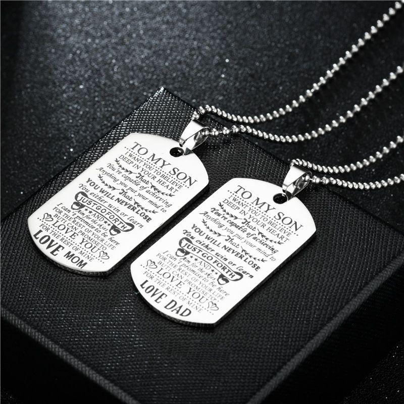 To Necklace Fashion My Son Daughter Dad Mom Dog Tag Birthday Gift Kids For