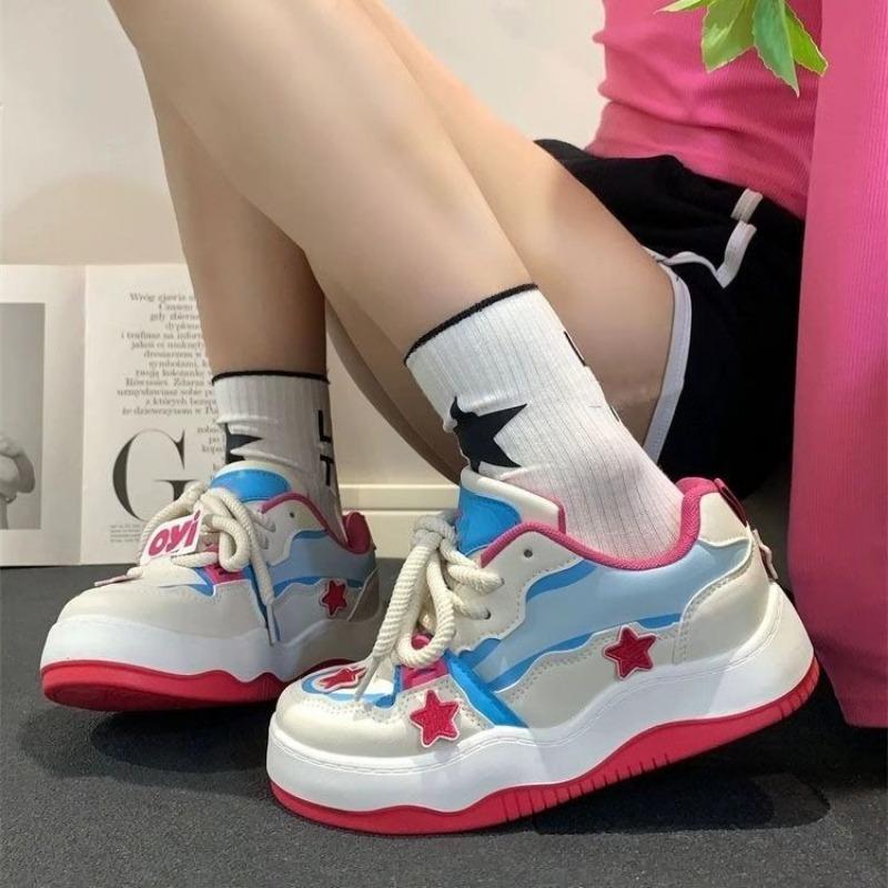 Dopamine Star Platform White Shoes Girls Design Shoes Spring New Versatile Skateboard Shoes