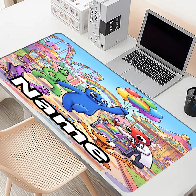 Custom Name Personalized Game Rainbow Friends Pattern Mousepad, Laptop PC Desk Mat, Decorative Desk Mat for Home Keyboard Pad Gift