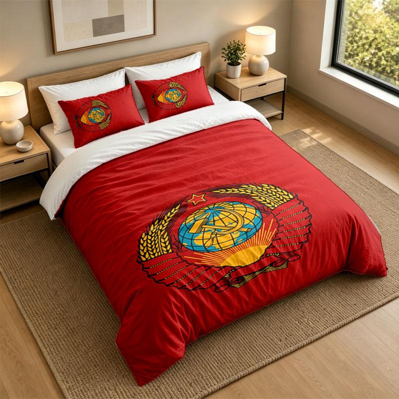 3-teiliges Bettwäsche-Set Sowjetunion Weiches Bettlaken und zwei Kissenbezüge Heim Schlafzimmer Dekoration