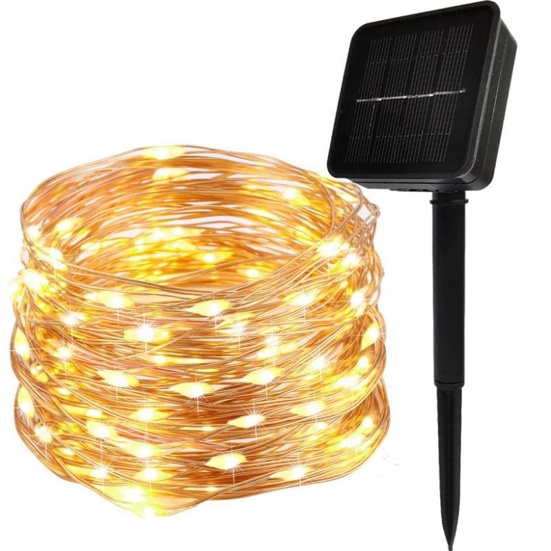 Outdoor LED Solar Copper Fairy Lights – Perfect for Christmas & New Year Decorations