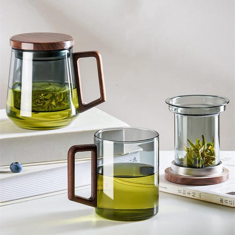 Large Capacity Heat-Resistant Glass Tea Mug with Lid and Handle