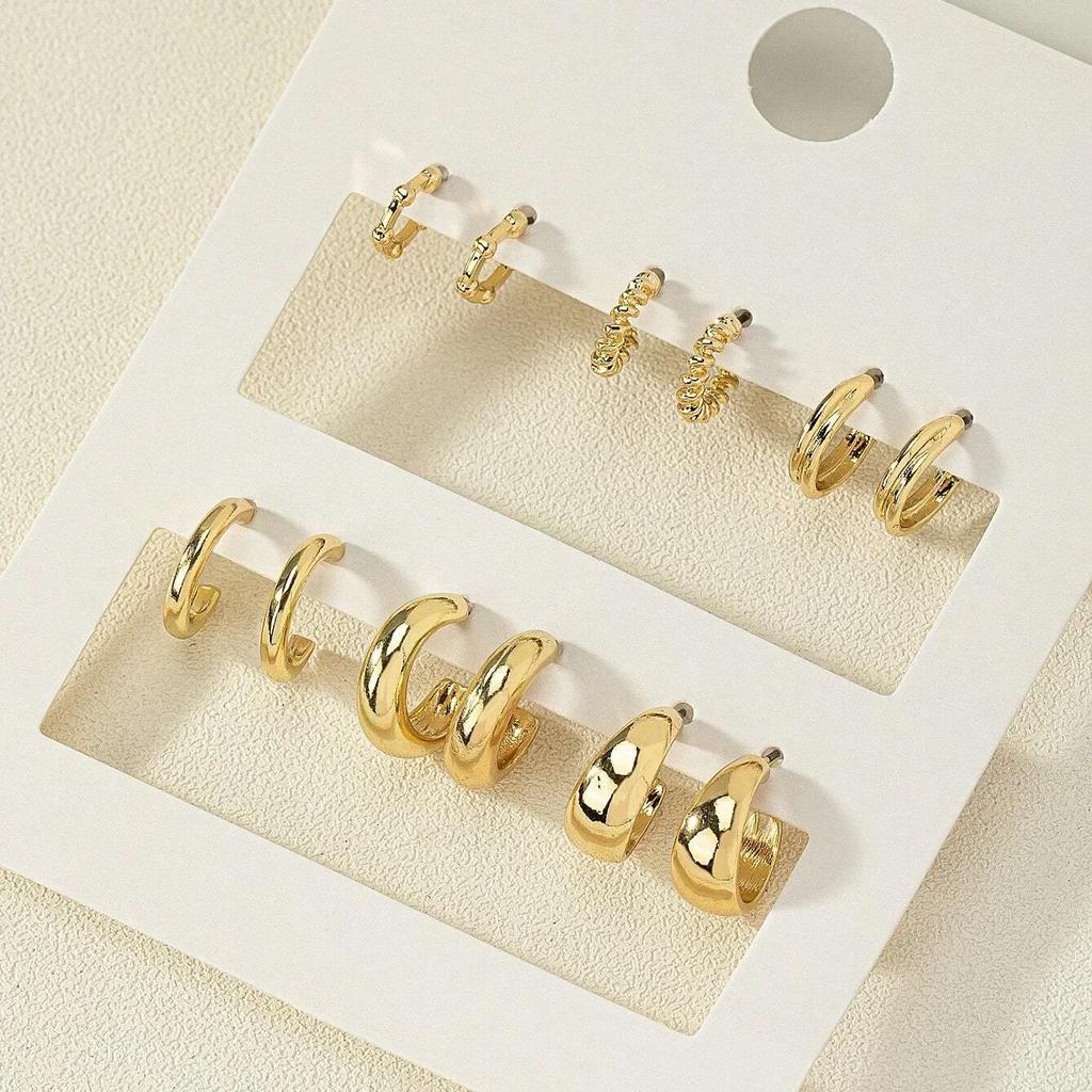 8pz Orecchini Huggie Cerchio in Acciaio Inossidabile Moda con Cristalli per Donna Placcati Oro Orecchini a Cerchio Pendenti Gioielli Punk Regali