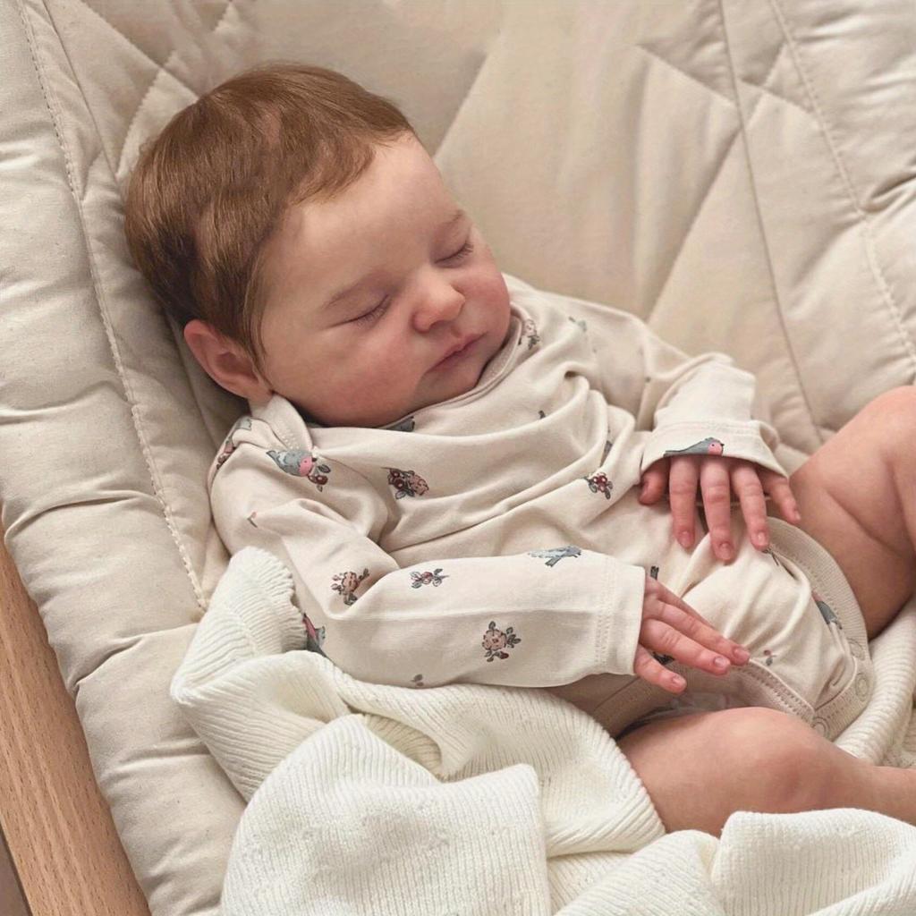 BZDOLL Cloth Body Vinyl Limbs 50CM 3D-Paint With Visible Veins Reborn Baby Sleeping Doll Toy For Girl Lifelike Collectable Doll Handmade Birthday Gift