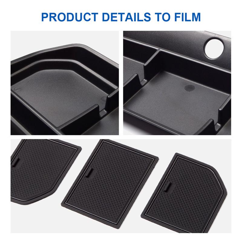 For Ford F150  2024 Dashboard Organizer Tray Armrest Storage Box With Pad Rubber Compatible F150   Accessories
