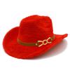 Autumn and winter new plush warm jazz hat European and American fashion one-word top curved brim top hat fashionable western denim hat