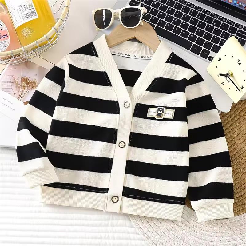 

Kids Striped Cardigan Coats Spring Autumn Baby Girls Boys Knit Jackets Children Clothing Fashion Knitwear Sweatshirt 1-10 Years 150