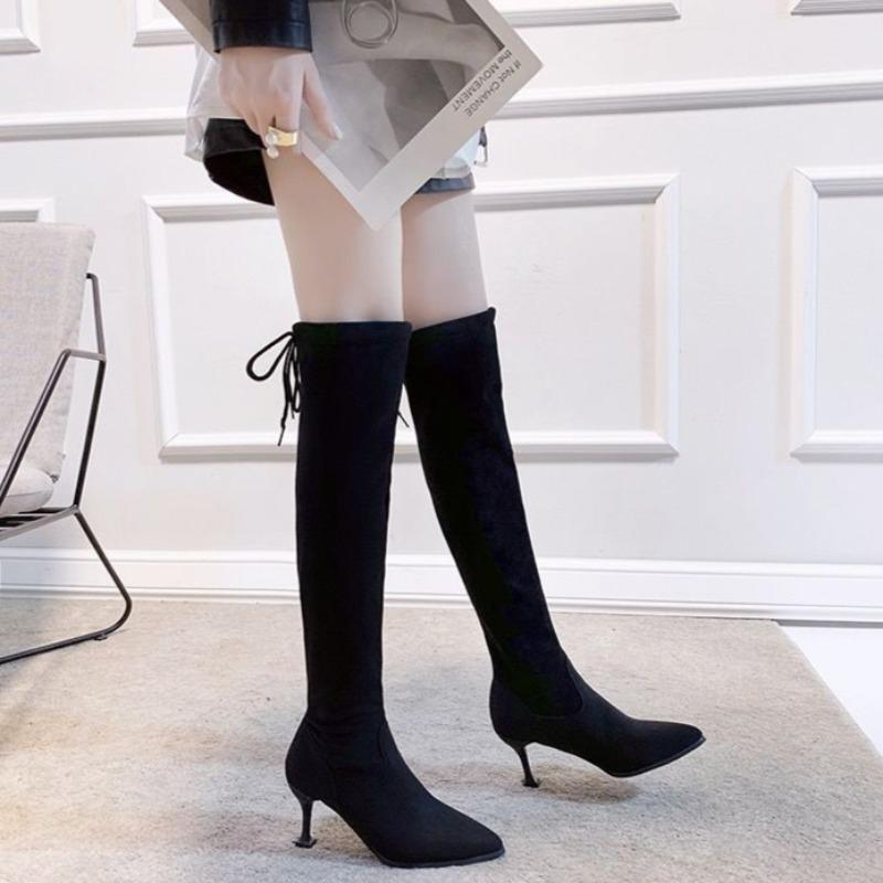 Fashion Above Over The Knee Ladies High Shaft Shoes Elegant Heeled Thigh Fur Pointed Toe Heels Women's Long Boots Trend 2024 Fashion New